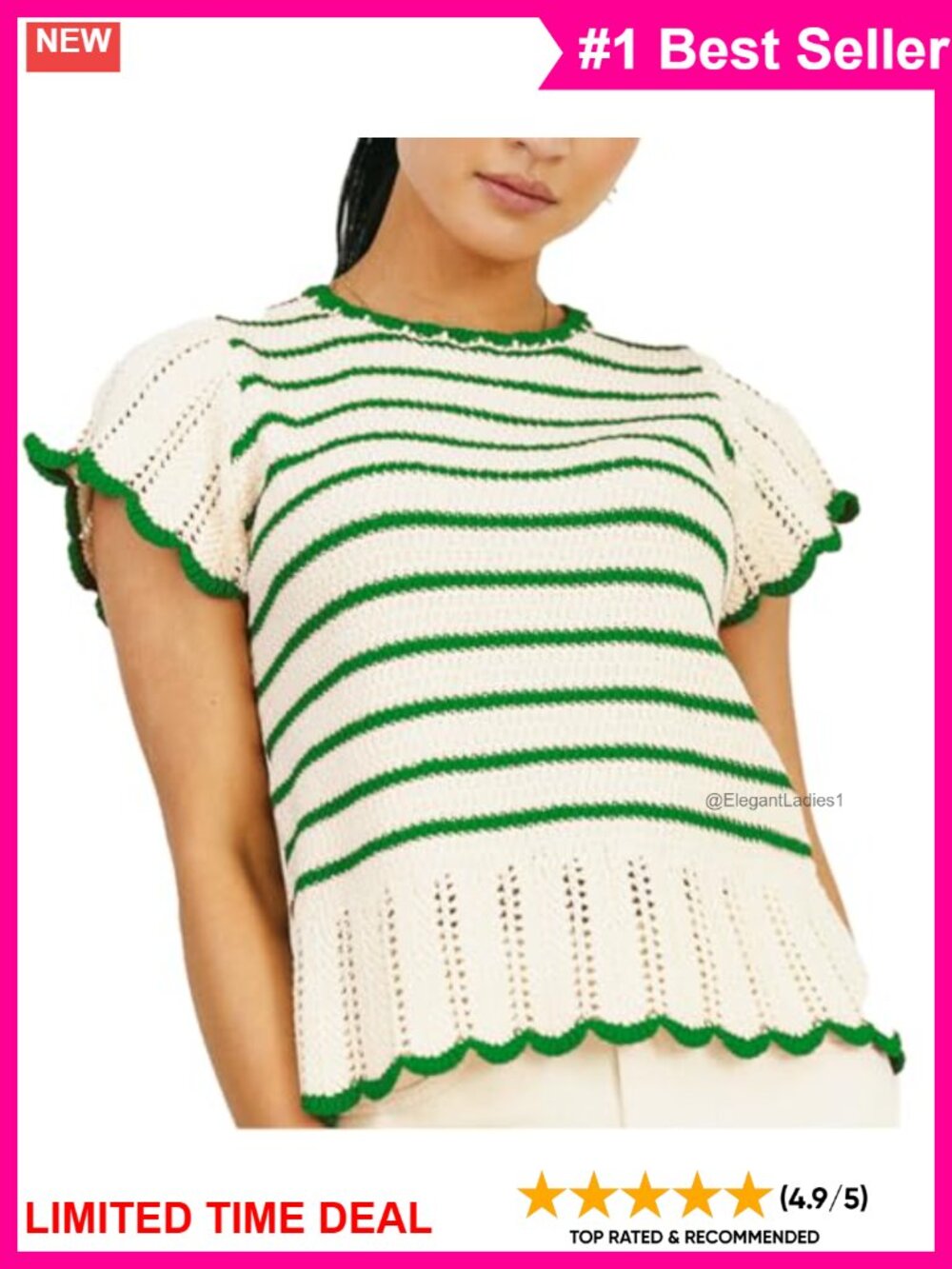 Women's Crochet Knit Sweater Vest Cap Sleeve Ruffle Crop Top